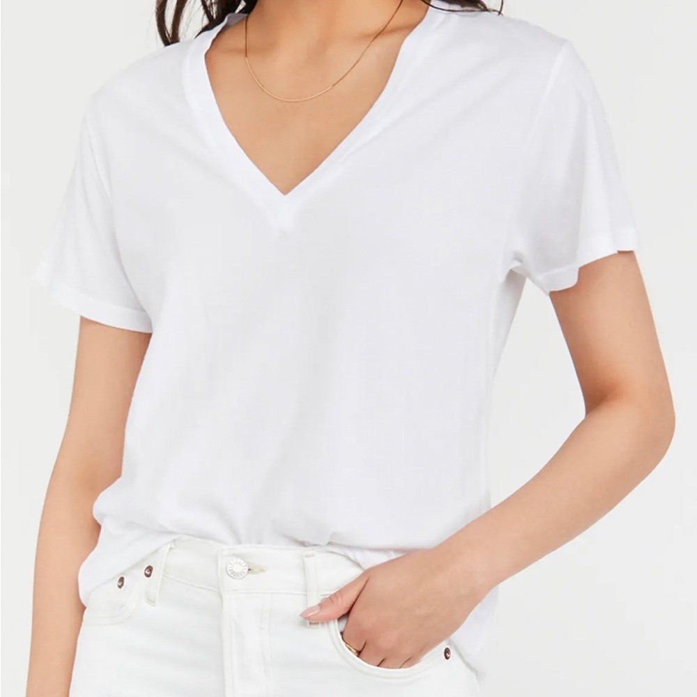 NEW Stance Womens WHITE V Neck VNeck T-Shirt Soft Pima Cotton SMALL S SOFT!